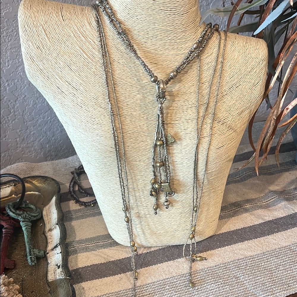 Noonday Collection Silver and Gold Y-Shaped Necklace